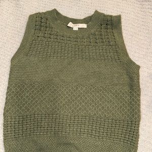 LOFT olive green sleeveless sweater size XXS